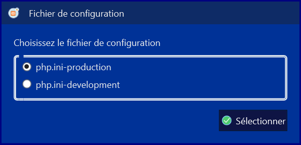 AMP Launcher – choix du php.ini : production ou development