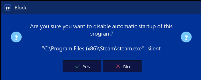 Startup Tool For Windows – question before blocking a startup program