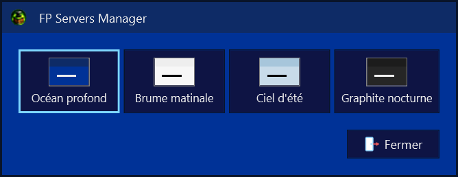 FP Servers Manager – choix du thème des fenêtres